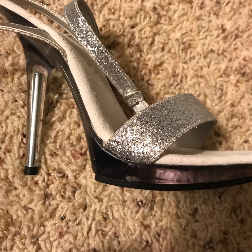 NEW Silver glitter ankle strap heels - Picture 6 of 6